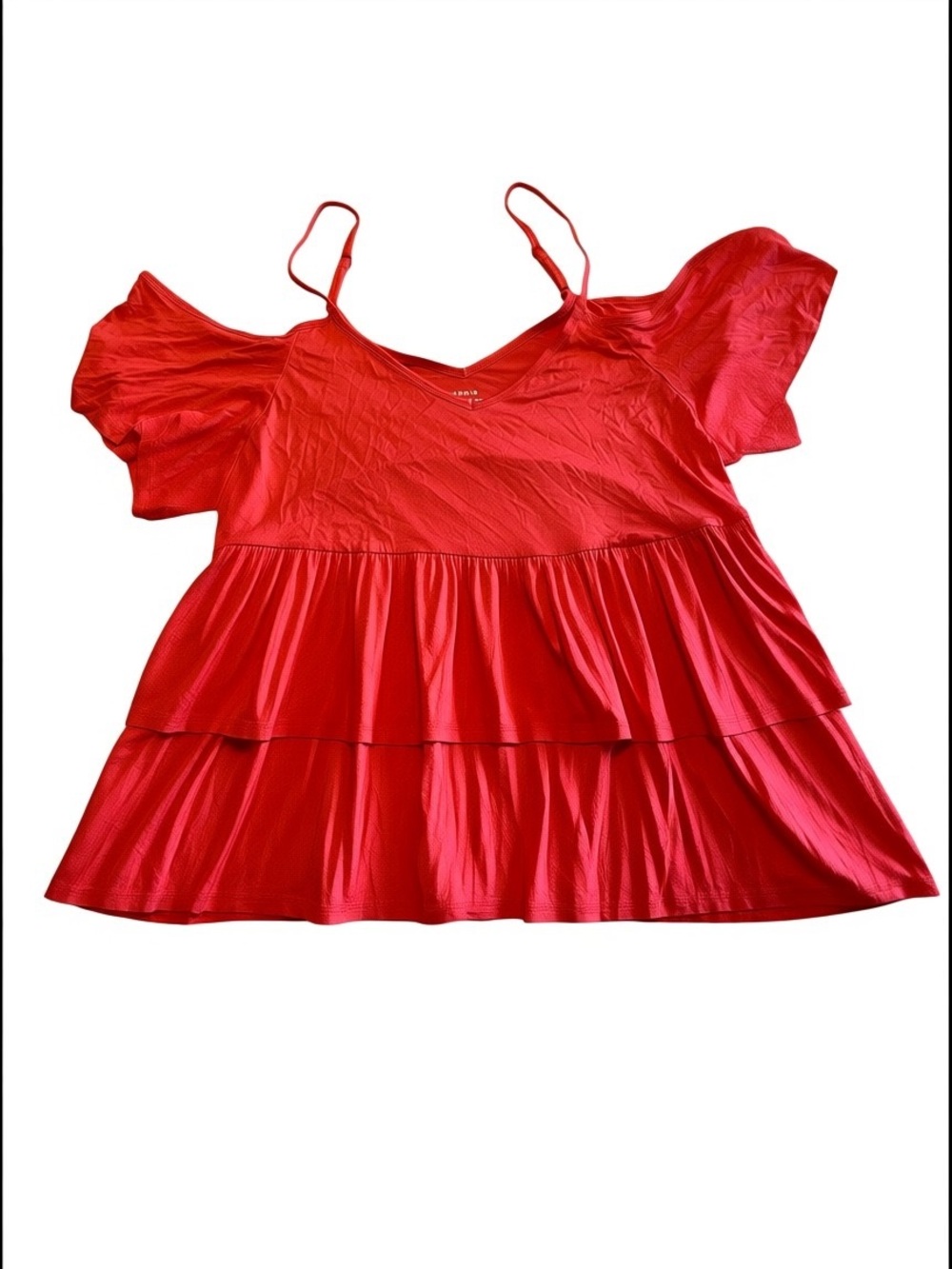 torrid 3X Coral Red Super Soft Knits Cold Shoulder Babydoll Tank